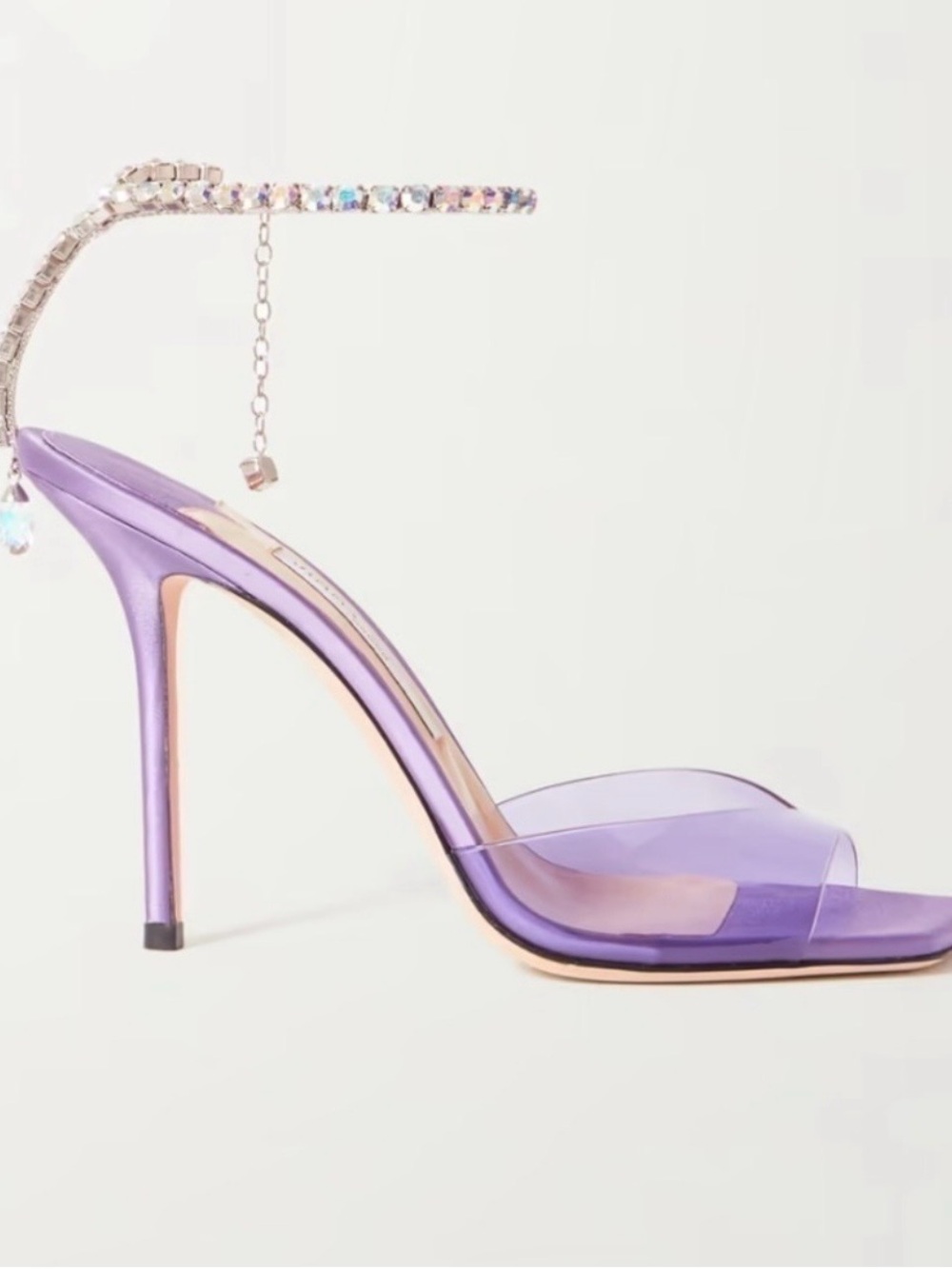 Jimmy Choo Lilac PVC and Crystal Ankle-Strap Stiletto